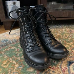 Black Fashion Combat Boots